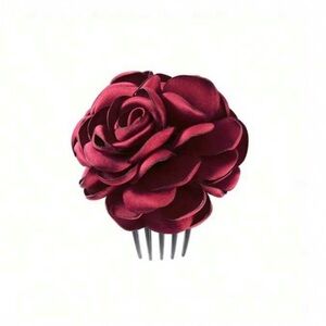 Elegant Burgundy Rose Hair Bun Piece Accessory